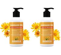 QKnatur - Aceite para masaje con extracto de Arnica, Calendula y Hamamelis (250 ml) - Ideal para masajes en musculos, espalda, hombro, pies, rodilla, contracturas - Rápida Absorción (Paquete de 2)