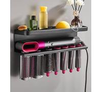 QKTYB 2 In 1 Soporte para secador de Pelo Estación de secador de Pelo Soporte para Montaje en Pared Organizador Soporte de Almacenamiento Airwrap para Dyson