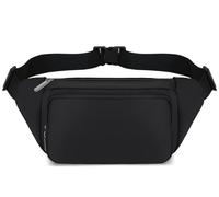 QKUDS Riñoneras Mujer Hombre, Riñonera Grande Impermeable Bolso de Cintura Deportiva con Cinturón Ajustable para Viajes Casual Senderismo Bici Entrenamiento Paseo de Perro (Negro)