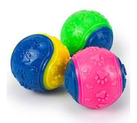 QKURT 3 bolas chirriantes para perros, juguetes indestructibles para perros, goma de alto rebote, entrenamiento de dientes, interactivo, para cachorros, perros medianos y grandes