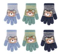 QKURT 3 Pares de Guantes Mágicos para Niños y Niñas, Guantes de Punto para Niños Guantes de Invierno para Todos los días Guantes Elásticos y Suaves de dedo Entero Adecuados para Edades de 3 a 8 años