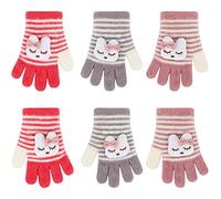 QKURT 3 Pares de Guantes Mágicos para Niños y Niñas, Guantes de Punto para Niños Guantes de Invierno para Todos los días Guantes Elásticos y Suaves de dedo Entero Adecuados para Edades de 3 a 8 años
