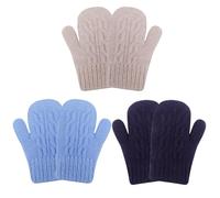QKURT 3 pares de mitones para niños pequeños, guantes de invierno cálidos con dedos completos, forrados con forro polar, mitones térmicos, guantes mágicos unisex para bebés y niños de 1 a 5 años