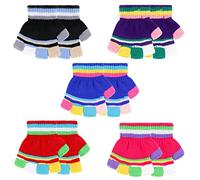 QKURT 5 Pares Guantes Mitones de Punto Invierno para Niños, Manoplas Elásticos Medio Dedo Magic Stretch Gloves para Niños y Niñas 3-7 Años