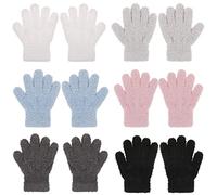 QKURT 6 Pares de Guantes Cálidos de Invierno para Niños, Guantes de Felpa de Color Sólido para Niños Guantes de Invierno para Niños Pequeños Guantes Elásticos para Niños y Niñas de