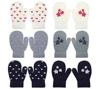 QKURT 6 pares de guantes elásticos mágicos para niños pequeños, unisex, de punto, para invierno, cálidos, para niños y niñas de 1 a 4 años