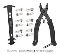 QKURT - Alicates para bicicleta (indicador de desgaste de cadena + 6 pares de cadenas, faltantes de bicicletas, cadena rápida para 6/7/8/9/10 Speed Chain|Kit de herramientas de cadena de bicicleta