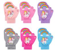 QKURT Guantes Mágicos para Niños Pequeños Manoplas de Punto Elásticos Guantes Invierno Unicornio Arcoíris para Infantiles Bebés 1-4 Años