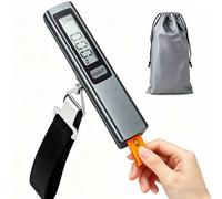 QL Báscula de equipaje para viajes, no se necesitan pilas, 6 funciones, tara, conversión de unidades, bloqueo de peso, pantalla LCD digital, 110 lb/50 kg, báscula de equipaje adecuada para viajes