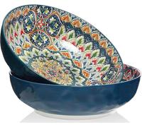 Qlans Cuencos para servir de 10.2 pulgadas y 75 onzas, cuencos de frutas, ensalada, cuencos para pasta, platos de servir para entretenimiento, cuencos grandes de colores vibrantes para fiestas