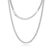 Qlaway Collar de cadena de eslabones cubanos de plata de ley para hombres y mujeres, collares de cadena Miami, joyería para mujer, regalo para ella, cadenas de collar de hip hop, 3.5 mm de ancho, 45.7