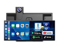 QLED CarPlay - Pantalla de coche Android de 10,25 pulgadas, Android 8 núcleos, 4 GB de RAM, 64 GB de memoria, Apple CarPlay Netflix, YouTube, Google Play 1080P, cámara frontal y trasera, pantalla
