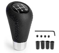 QLEQMZTV para Volvo S40 S60 S80 S90 V40 V60 Universal Pomos Palanca Coche Cambios, 5 Velocidad Cuero Manual Pomo Palanca Cambio Cubierta Antideslizante con 4 Adaptador 8/10/11/12mm