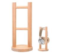 QLEUIFT 1 pcs Soporte Auriculares, Soporte Cascos Gaming de Madera, Soporte para Auriculares de Pino, Soporte para Cascos con Base Pesada, Headphone Stand, Color Madera