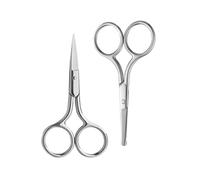 QLEUIFT 2 pcs Tijeras para el Pelo de la Nariz, Tijeras de Punta Redondeada, Tijeras, Tijeras de barbero, Tijeras para Barba, Punta Redondeada, Bigote, Barba, Tijeras para Cejas faciales, recortador