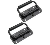 QLEUIFT 2 Unidades Tirador Plegable para Cajas Asa - Acero Inoxidable con Resorte ppara Caja de Madera Maleta Muebles Caja de Herramientas Caja De Madera Maleta Muebles Negro.