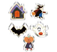 QLEUIFT 5 pcs Moldes Galletas Halloween Cortadores de Galletas Cortadores de Galletas de Acero Inoxidable para Chuches Galletas Cookies Fondant Pasteria Halloween