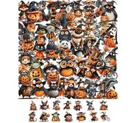 QLEUIFT 50 Calcomanías Fantasma Terror Halloween, Stickers Vinilo Impermeables, Pegatinas Calabaza Murciélago Rosa Negro para Botellas Agua Portátiles Teléfonos, Estética Gótica Espeluznante