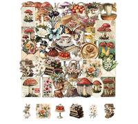 QLEUIFT 50 Pegatinas Alicia Setas Rojo Negro, Stickers Vinilo Impermeables, Pegatinas Cuento Hadas Fantasía para Portátil Scrapbook Diario, Mágico Surrealista (Alicia Setas)