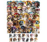 QLEUIFT 50 Pegatinas Gatos Perros Gafas Sol, Stickers Vinilo Impermeables, Pegatinas Mascotas Cool Divertidas para Portátil Scrapbook Diario, Animales Estilosos (Mascotas Gafas)