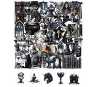 QLEUIFT 50 Pegatinas Mágicas Transparentes, Stickers Vinilo Impermeables, Pegatinas Magia Negra Brujería para Portátil, Niños, Coches, Motos, Bicicletas, Monopatines, Maletas, Graffiti (Magia)