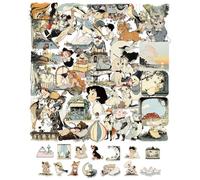 QLEUIFT 50 Pegatinas Victorianas Vintage, Stickers Transparentes PET Impermeable, Pegatinas Portátil Diarios Scrapbooking Bicicletas Patinetas Maletas, Estilo Retro Elegante (Victorianas)