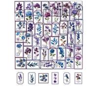 QLEUIFT 50 Piezas Pegatinas Flores Naturales Azul Púrpura, Transparent Flower Sticker, Stickers Plantas Azules Moradas, Albumes Recortes Flores, Decoraciones Primavera, Scrapbook Cuadernos