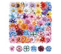QLEUIFT 50 Piezas Pegatinas Flores Vintage Estéticas, Stickers Florales Transparentes PET, Pegatinas Decorativas Naturales para Scrapbooking, Bullet Journal, Álbumes Recortes, Portátiles, Diario