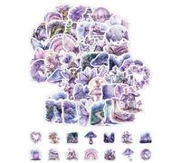 QLEUIFT 50Pcs pegatinas Pegatina jardín hadas morado,lindas flores y mariposas moradas,pegatinas impermeables vinilo,para botellas agua,teléfonos móviles,ordenadores portátiles(Estilos aleatorios)