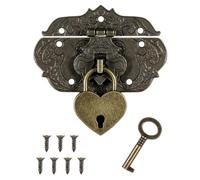 QLEUIFT Cerrojo Antiguo Bronce Mini Candados de Estilo Vintage Cerradura de captura de puerta Gancho de cierre antiguo Hasp Con Tornillos Para Cajón De Madera Caja De Joyería Caja Gabinete Armario