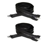 QLEUIFT Cremallera de Resina Mediana 8#, 100 cm Cremallera Deslizante Doble, Resina Doble Apertura, Abajo Chaqueta Cremalleras, para Abrigo, Plumón, Chaqueta, Parka (2 pcs, Negro)