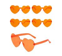 QLEUIFT Gafas de sol de Corazón sin Montura,5 Pcs Gafas de Sol en Forma de Corazón,Gafas Vintage en Forma de Corazón,Gafas Hippie Corazón 90s,para Fiesta,Boda,Carnaval,Halloween,Aperol Naranja Claro