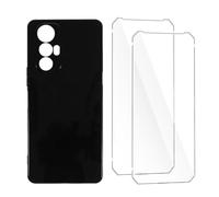 Qlfemna Funda para Cubot MAX 5 (6.58") con 2 Pieza Protector Pantalla Cristal Templado, Negro Suave Ultra Fina Silicona Carcasa, Antichoque Anti-Arañazos Caso TPU Case