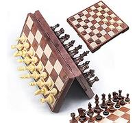 Qlisytpps Juego de ajedrez magnético de viaje y juego de mesa de corrientes de aire 2 en 1, juego de ajedrez y damas con tablero plegable portátil para niños y adultos (31,2 cm x 31,2 cm)