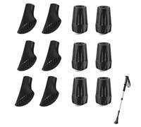 QLK Almohadillas de Goma para Bastones de Nordic Walking, 12 Piezas, Protector de Punta para Senderismo, Caminatas, Trekking, Asfalto, Piedras y Montaña