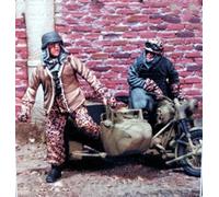 QLKFTRVNH 1/35 Kit de modelismo de figuras de resina de soldados alemanes de la Segunda Guerra Mundial sin pintar ni montar (2 figuras, sin motocicleta) //U6w5Z9