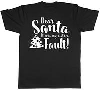 QLKNSC Dear Santa It Was My Sisters Fault Funny Christmas Xmas Mens Womens T-Tshirts Camisetas y Tops White Yellow Black Red Mens Women T Tshirts Camisetas y Tops 100% Cotton(XX-Large)