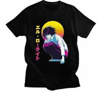 QLKNSC Death Note Mens T Tshirts Camisetas y Tops 100% Cotton-Various Designs-Light Yagami Shinigami Anime Unisex(Large)