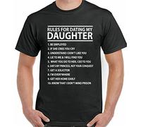 QLKNSC HAIT Daughter T-Shirt Rules for Dating My Mens Funny Birthday Dad Father's Day Black(X-Large)