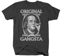 QLKNSC HAIT Gangster Benjamin Franklin Smoking USA Freedom T Shirt for Men Black(X-Large)