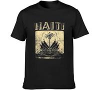 QLKNSC Haiti 1804 Haitian Flag Gift T-Shirt Mens Balck Tees Unisex Shirt(Small)