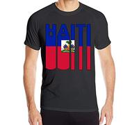 QLKNSC Haiti Flag Word Men's Short Sleeve T-Shirt Quick-Drying Fitness Training Tops (XX-Large)