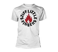 QLKNSC Halens Stiff Little Fingers (Slf) - Flame Logo White T Shirt Merch (Punk)(XX-Large)