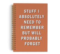QLMX Divertido cuaderno naranja en espiral para oficina, divertidos suministros de oficina color naranja, regalos para compañeros de trabajo, mujeres, amigas, cosas que absolutamente necesito recordar