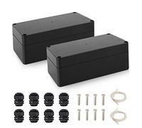 QLOUNI Caja de derivación para proyectos, 2 unidades, IP65, resistente al agua, 158 × 90 × 60 mm, ABS, caja de derivación eléctrica, caja de conexiones eléctricas, color negro