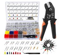 QLOUNI Kit de conectores eléctricos para coche 1379 piezas con crimpadora SN-58B, terminales macho y hembra 1,0-3,5 mm, tapones de sellado y extractores