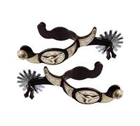 QLoztyse 2 Piezas de Espuelas Vaqueras Occidentales para Montar de Acero Inoxidable con, Marron Oscuro