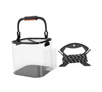 QLoztyse Cubo de Pesca Plegable, Contenedor de Almacenamiento para Adultos, Ligero, de EVA, con Asa, para Jardinería, Viajes, Bolsillo Lateral de Black20cm