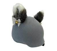QLoztyse Gorro Elástico para Casco de Esquí, Accesorios para Cascos de Snowboard, Funda Protectora para Casco de Esquí, Decoración Novedosa para Casco de Esquí, Gatito Gris