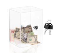Qloztyse Hucha acrílica para Adultos - Gran Caja Transparente para Ahorrar Dinero Que se Abre con Llave, contenedores Reutilizables para Monedas Grandes con Cerradura para Ahorrar Billetes y Monedas